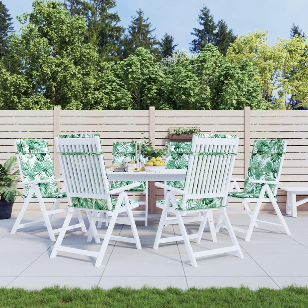 Stolehynder med høj ryg 6 stk. oxfordstof bladmønster billede