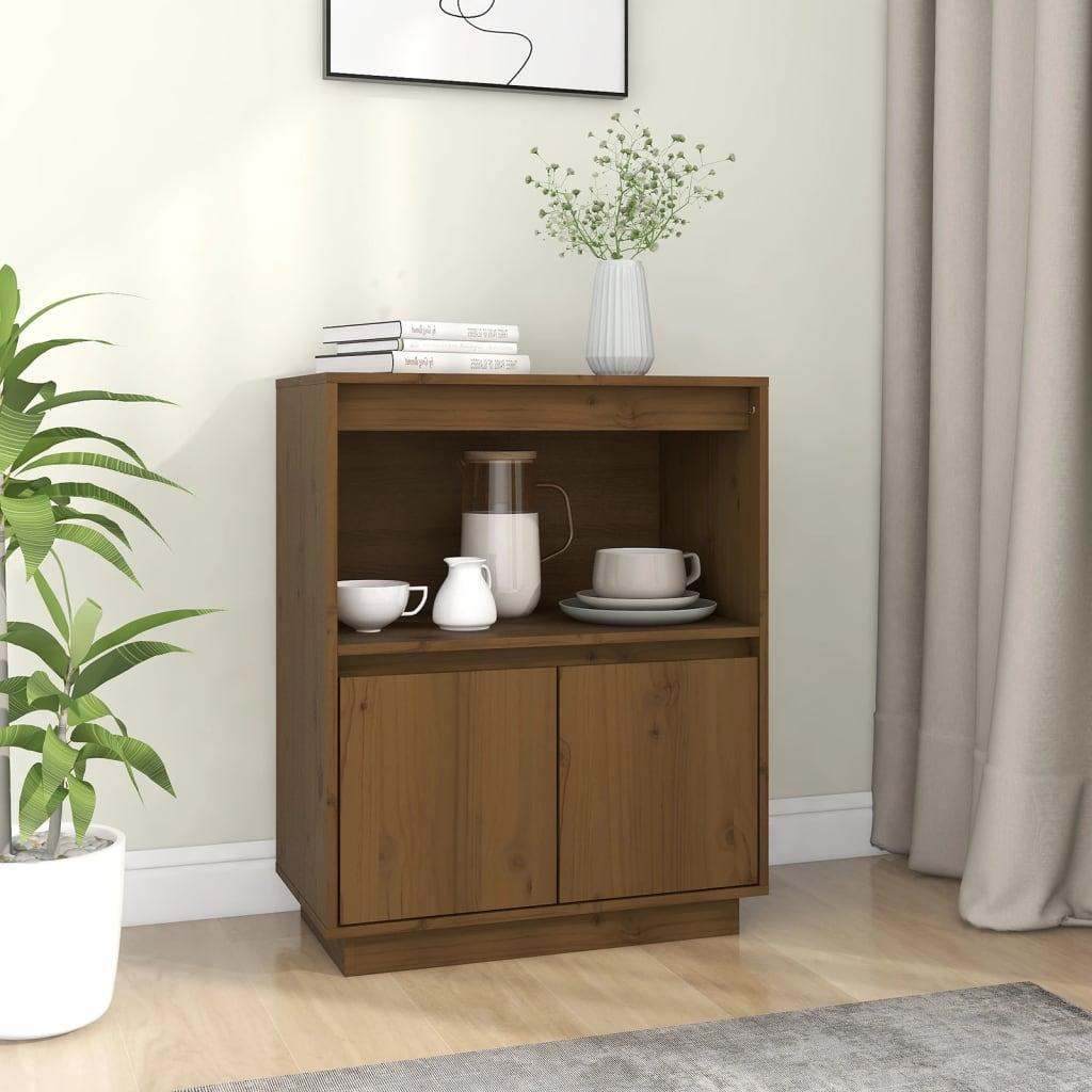 Skænk 60x34x75 cm massivt fyrretræ gyldenbrun
