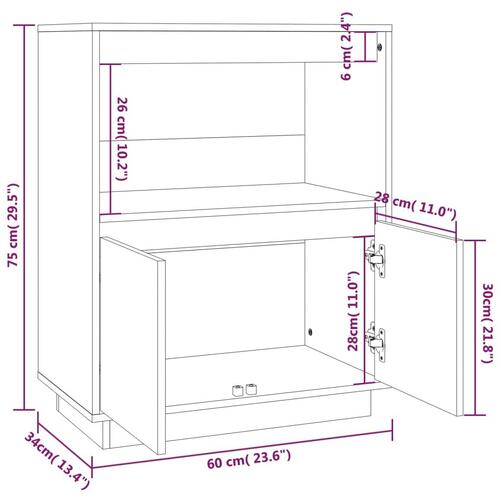 Skænk 60x34x75 cm massivt fyrretræ gyldenbrun