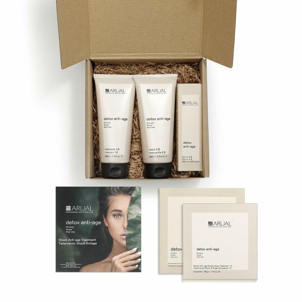 Genopbyggende hårbehandling Detox Anti-Age Arual 4 Dele