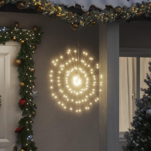Lysende starburst-dekoration med 140 LED - 17 cm, varm hvid, batteridrevet