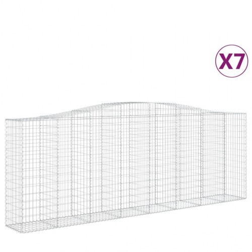 Buede gabionkurve - 7 stk. 400×50×140/160 cm i galvaniseret jern
