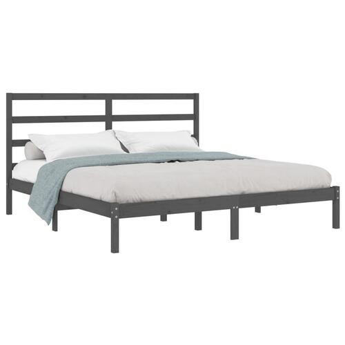 Sengeramme 200x200 cm massivt fyrretræ grå