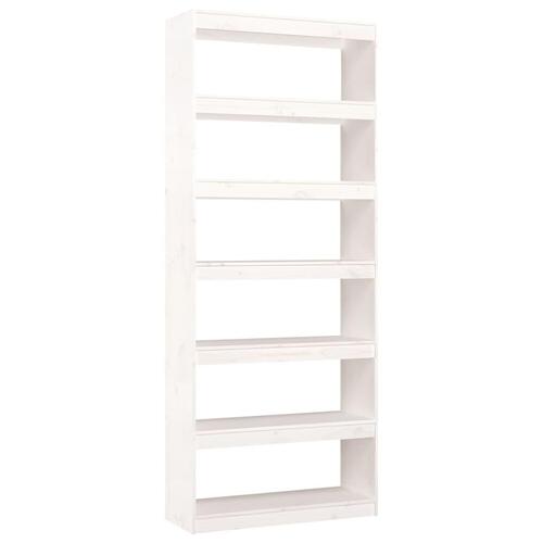 Bogreol/rumdeler 80x30x199,5 cm massivt fyrretræ hvid