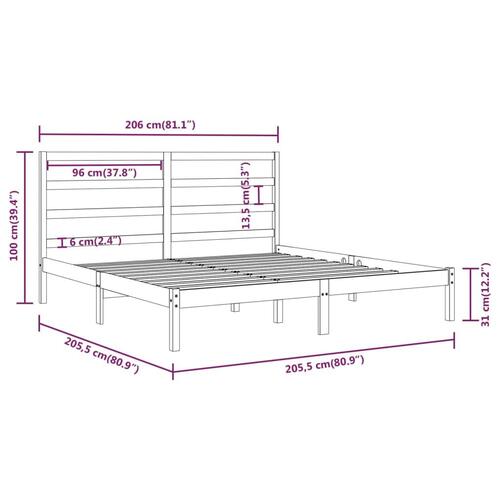 Sengeramme 200x200 cm massivt fyrretræ grå