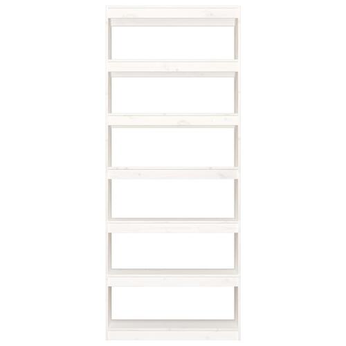 Bogreol/rumdeler 80x30x199,5 cm massivt fyrretræ hvid