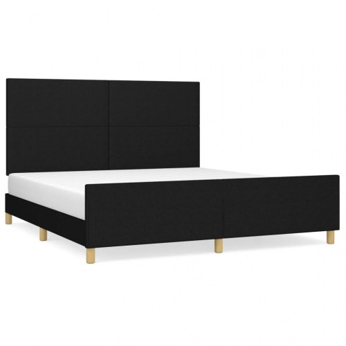 Sengeramme 160x200 cm i sort stof med justerbar sengegavl
