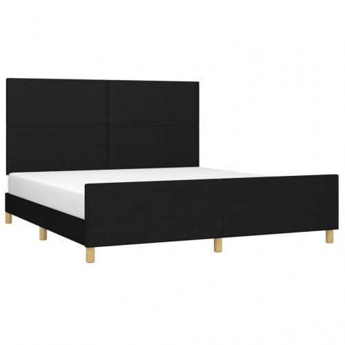 Sengeramme 160x200 cm i sort stof med justerbar sengegavl