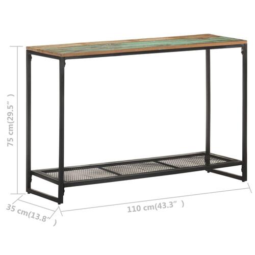 Konsolbord 110x35x75 cm massivt genbrugstræ