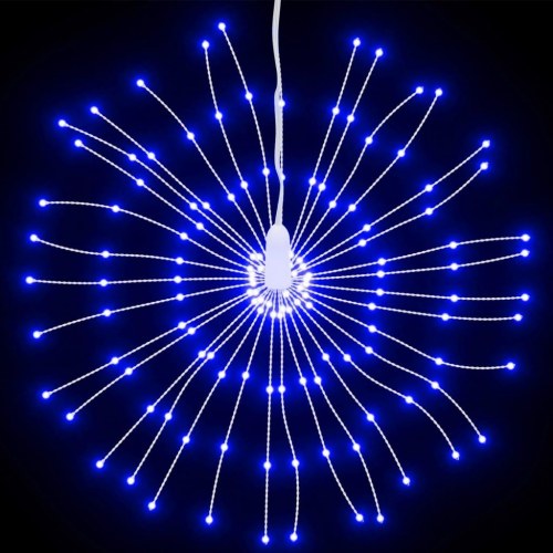 Lysende starburst-dekoration 140 LED - 17 cm, koldt blåt lys