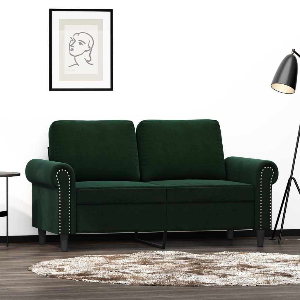 2-personers sofa 120 cm fløjl mørkegrøn