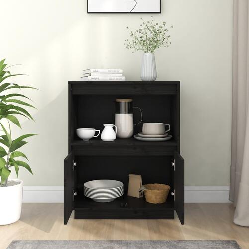 Skænk 60x34x75 cm massivt fyrretræ sort