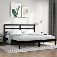 Sengeramme 200x200 cm massivt fyrretræ sort