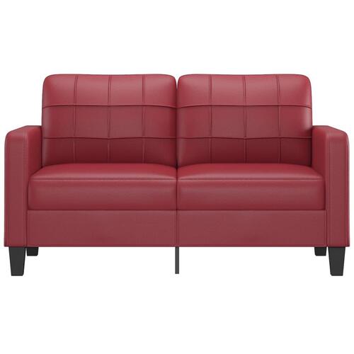 2-personers sofa 140 cm kunstlæder vinrød