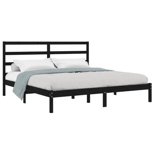 Sengeramme 200x200 cm massivt fyrretræ sort