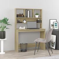 Skrivebord med hylder 102x45x148 cm konstrueret træ sonoma-eg