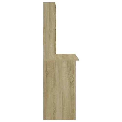 Skrivebord med hylder 102x45x148 cm konstrueret træ sonoma-eg