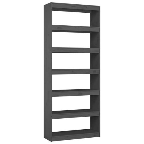 Bogreol/rumdeler 80x30x199,5 cm massivt fyrretræ grå