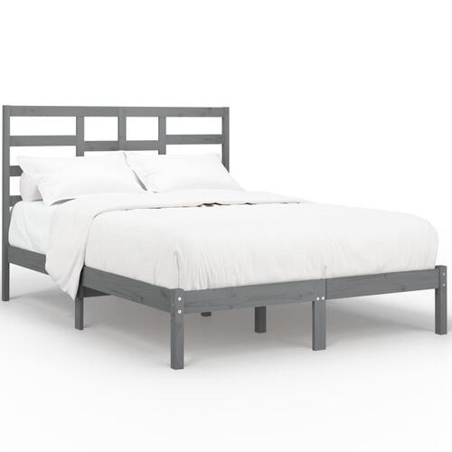 Sengeramme 135x190 cm Double massivt fyrretræ grå