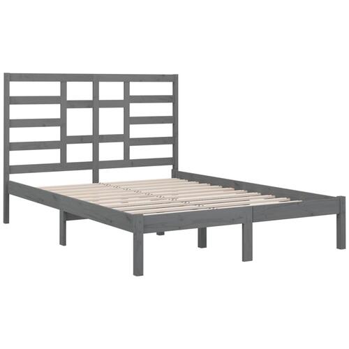 Sengeramme 135x190 cm Double massivt fyrretræ grå