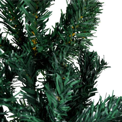 Kunstigt halvt juletræ med juletræsfod 180 cm smalt grøn