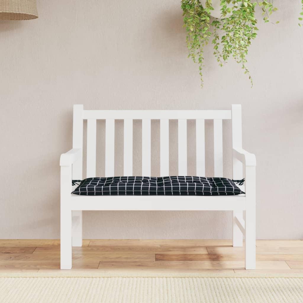 Hynde til havebænk 100x50x7 cm oxfordstof ternet sort