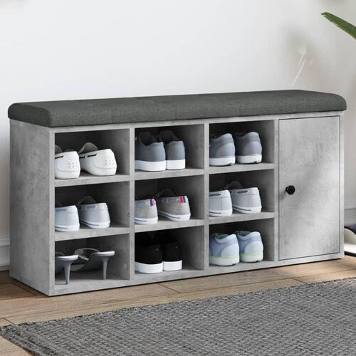 Skobænk 102x32x50 cm konstrueret træ betongrå