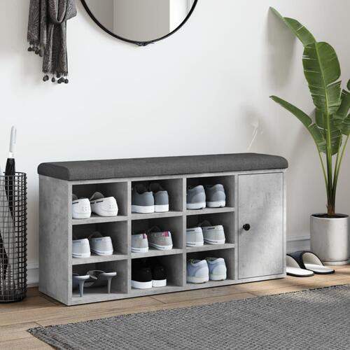 Skobænk 102x32x50 cm konstrueret træ betongrå