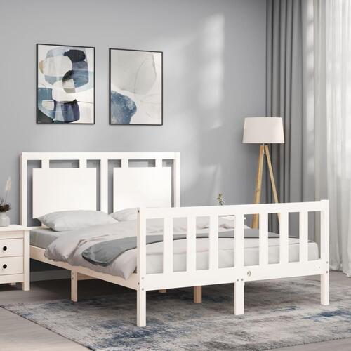 Sengeramme uden madras 140x190 cm massivt fyrretræ hvid