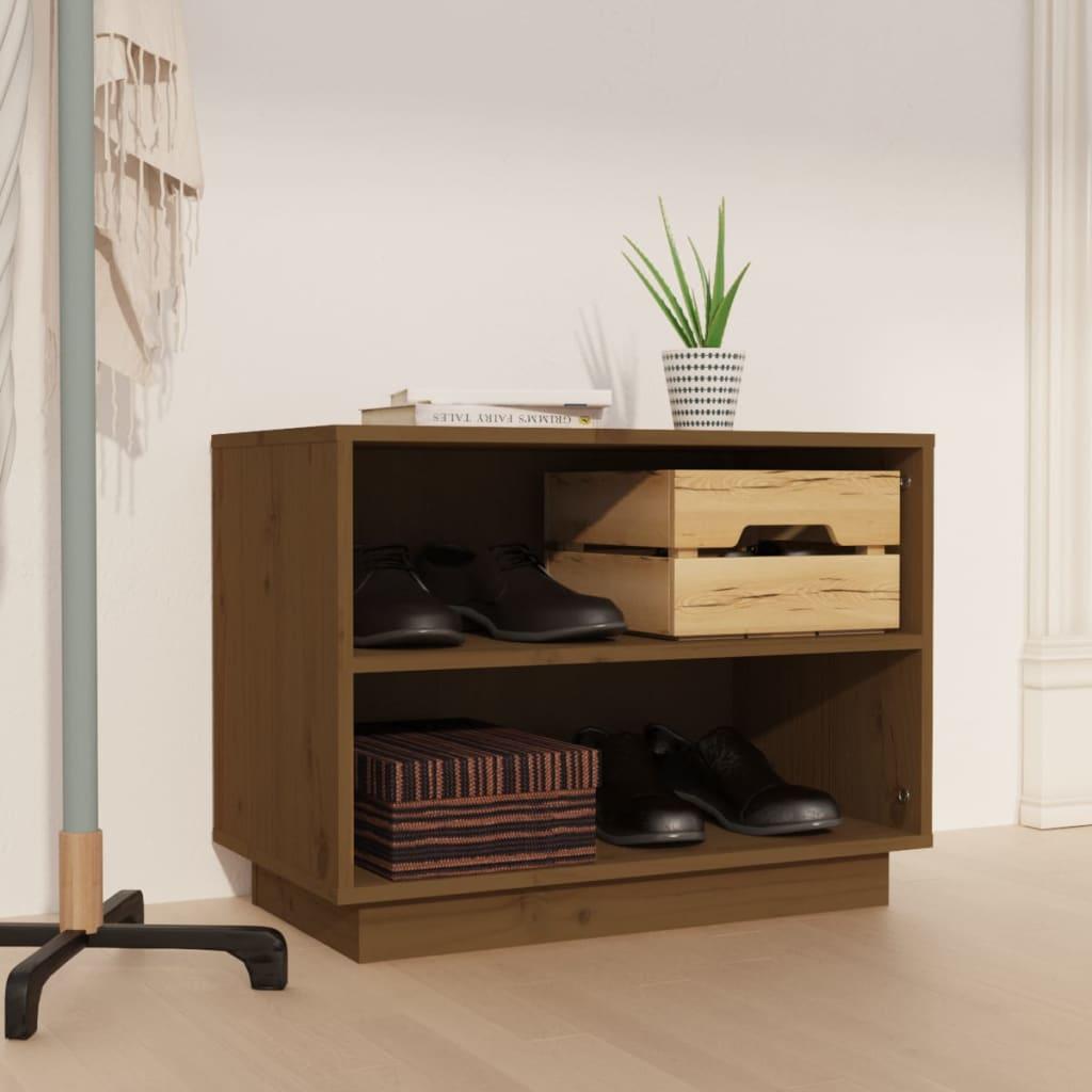 Skoreol 60x34x45 cm massivt fyrretræ gyldenbrun