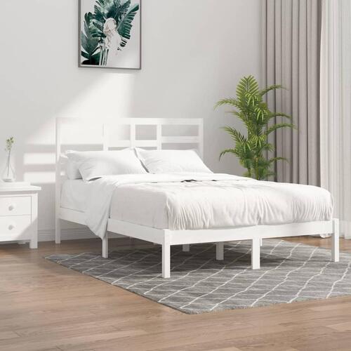 Sengeramme 140x190 cm massivt træ hvid