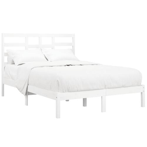 Sengeramme 140x190 cm massivt træ hvid