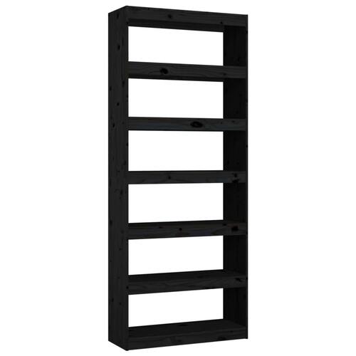 Bogreol/rumdeler 80x30x199,5 cm massivt fyrretræ sort