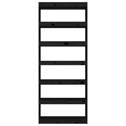 Bogreol/rumdeler 80x30x199,5 cm massivt fyrretræ sort
