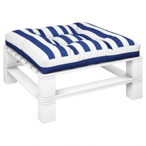 Pallehynde 70×70×12 cm - stribet blå/hvid i polyester