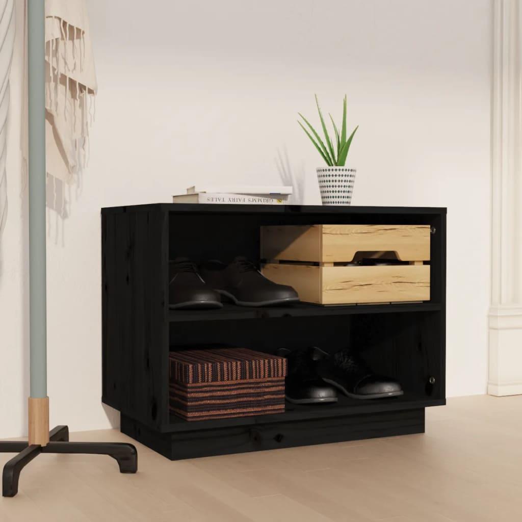 Skoreol 60x34x45 cm massivt fyrretræ sort