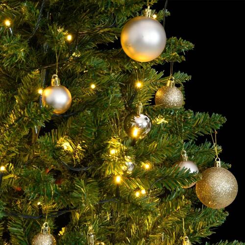 Kunstigt juletræ 150 LED'er og kuglesæt hængslet 150 cm