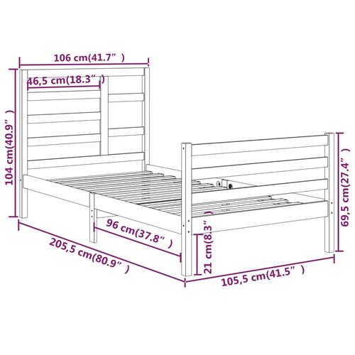 Sengeramme 100x200 cm massivt træ hvid