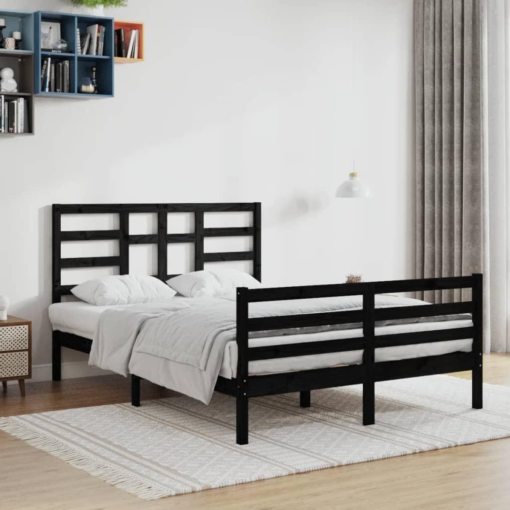 Sengeramme 120x200 cm massivt træ sort