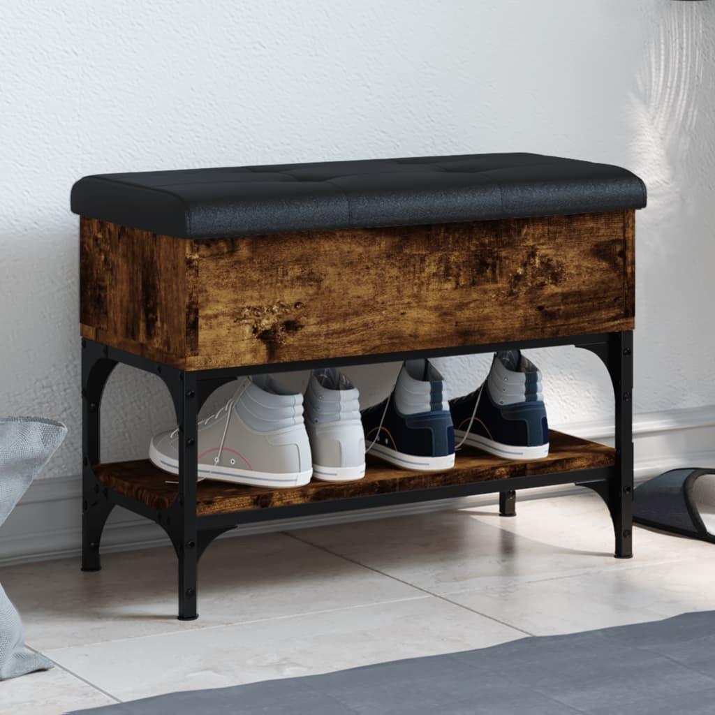 Skobænk 62x32x45 cm konstrueret træ røget egetræsfarve