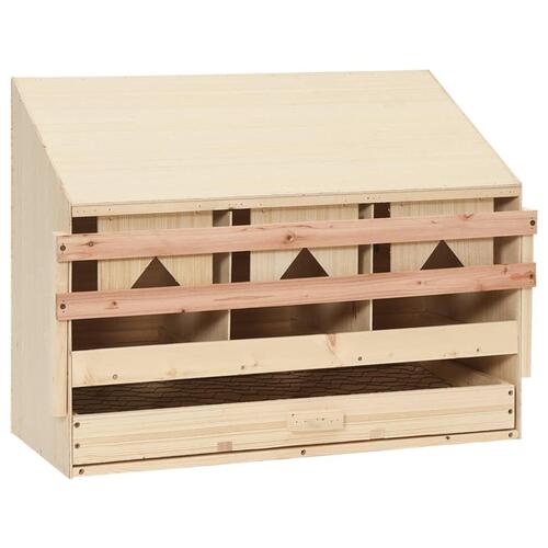Redekasse til høns med 3 rum 72x33x54 cm massivt fyrretræ