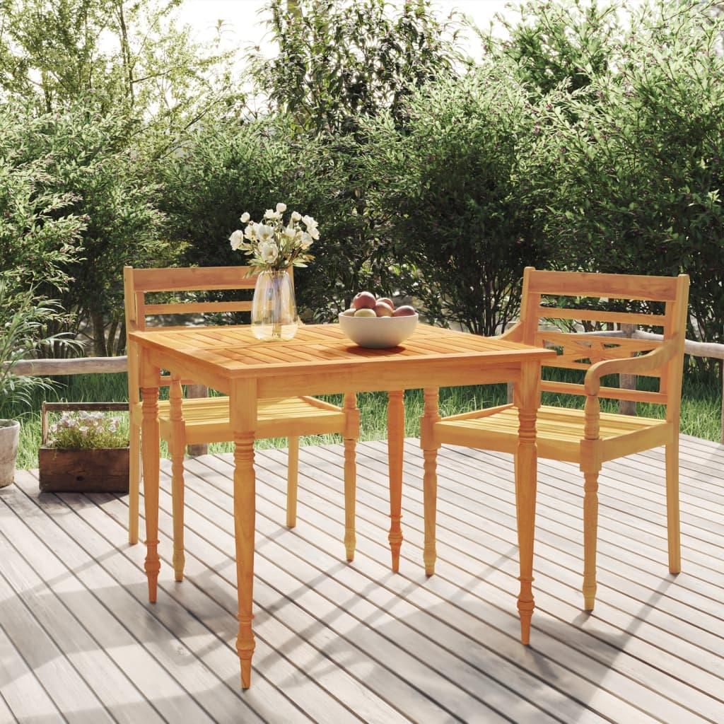 Batavia-bord 85x85x75 cm massivt teaktræ