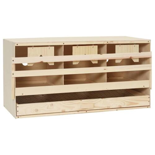 Redekasse til høns med 3 rum 72x33x38 cm massivt fyrretræ