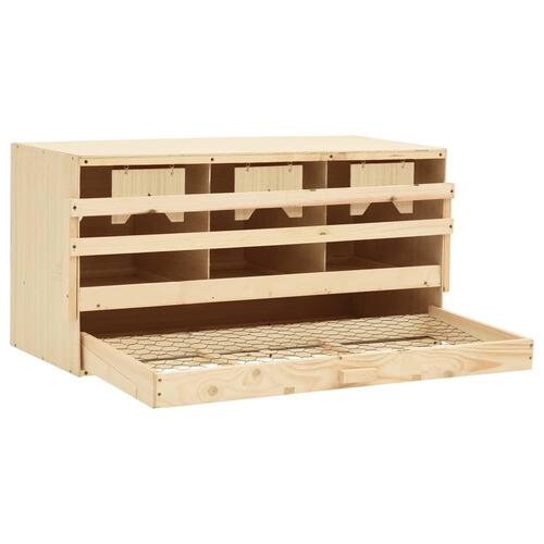 Redekasse til høns med 3 rum 72x33x38 cm massivt fyrretræ