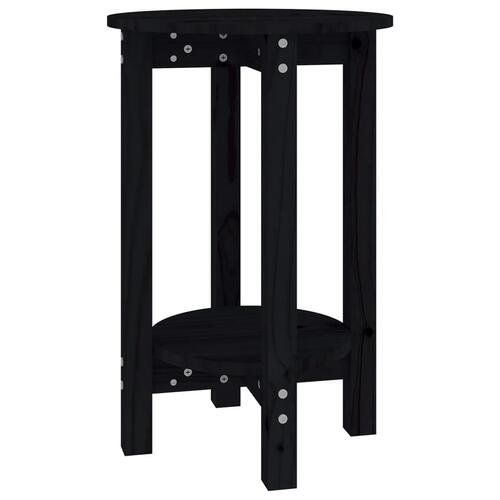 Sofabord Ø 55x60 cm massivt fyrretræ sort
