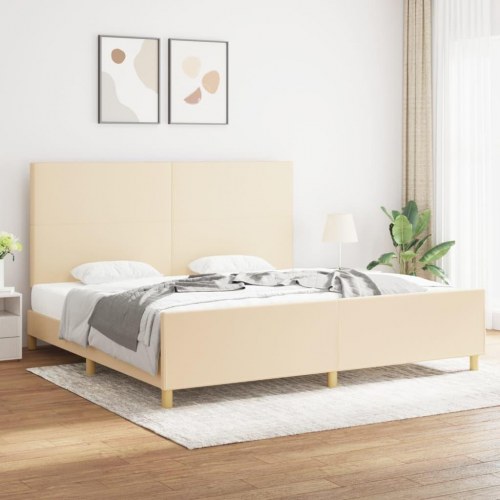 Sengeramme uden madras 200x200 cm stof cremefarvet