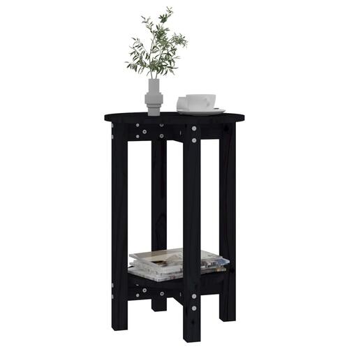 Sofabord Ø 55x60 cm massivt fyrretræ sort