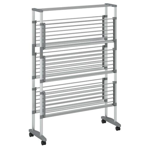 Tørrestativ med hjul 89x64x129 cm aluminium