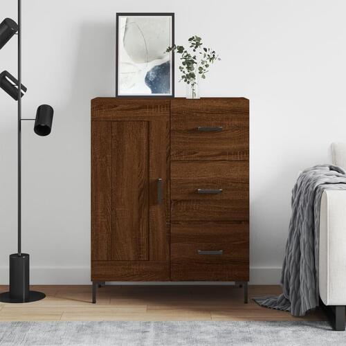Skænk 69,5x34x90 cm konstrueret træ brun egetræsfarve