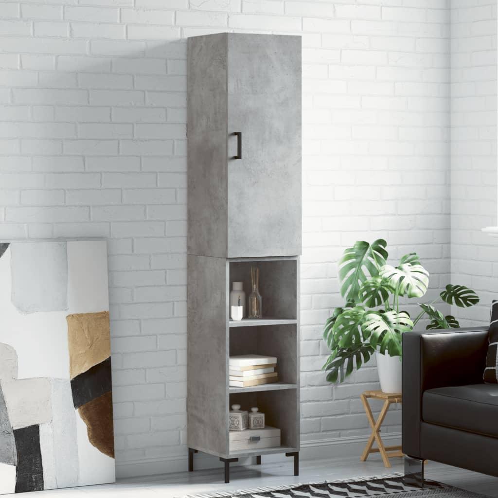 Skab 34,5x34x180 cm konstrueret træ betongrå